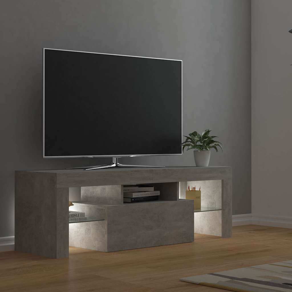 TV spintelė su LED apšvietimu, betono pilka, 120x35x40cm