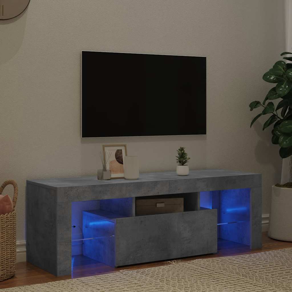 TV spintelė su LED apšvietimu, betono pilka, 120x35x40cm