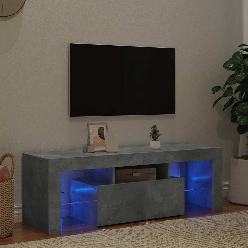 TV spintelė su LED apšvietimu, betono pilka, 120x35x40cm