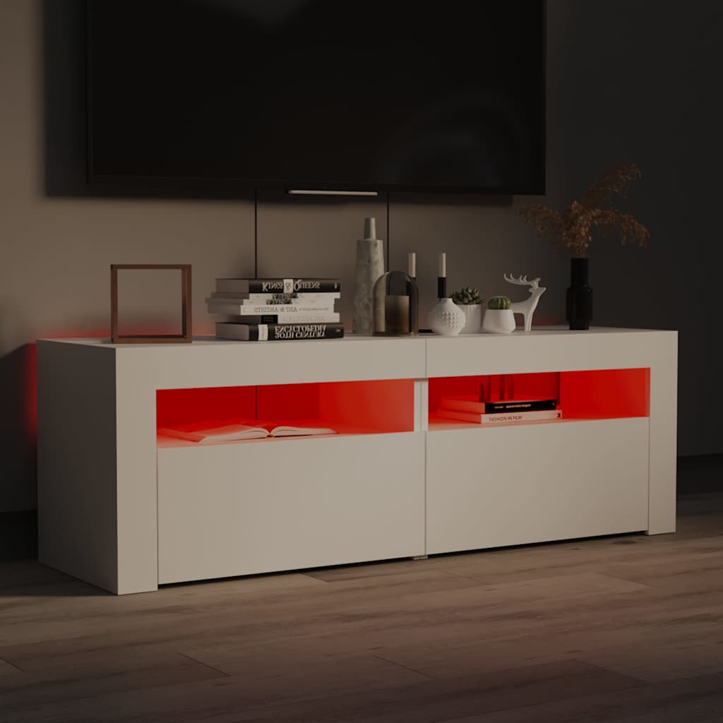 TV skapītis ar LED apgaismojumu, balts, 120x35x40 cm