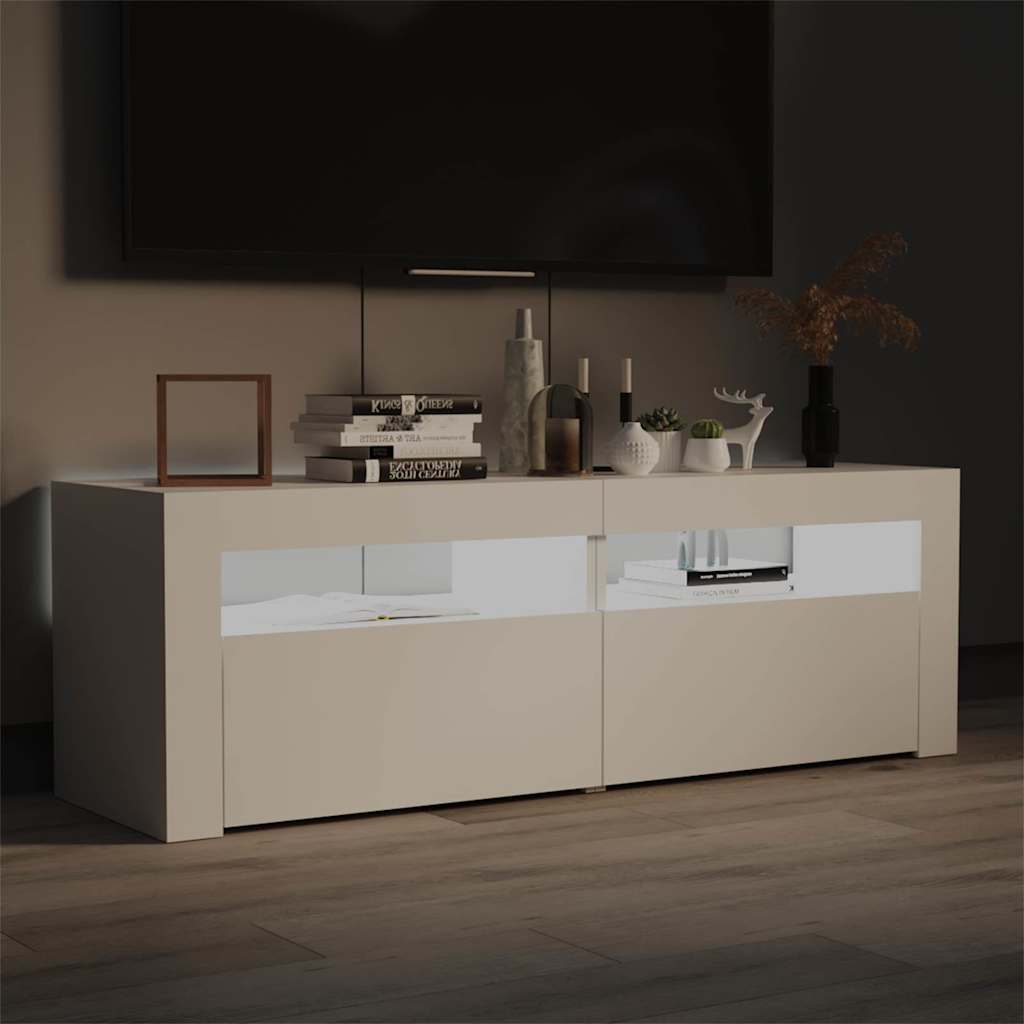 TV skapītis ar LED apgaismojumu, balts, 120x35x40 cm