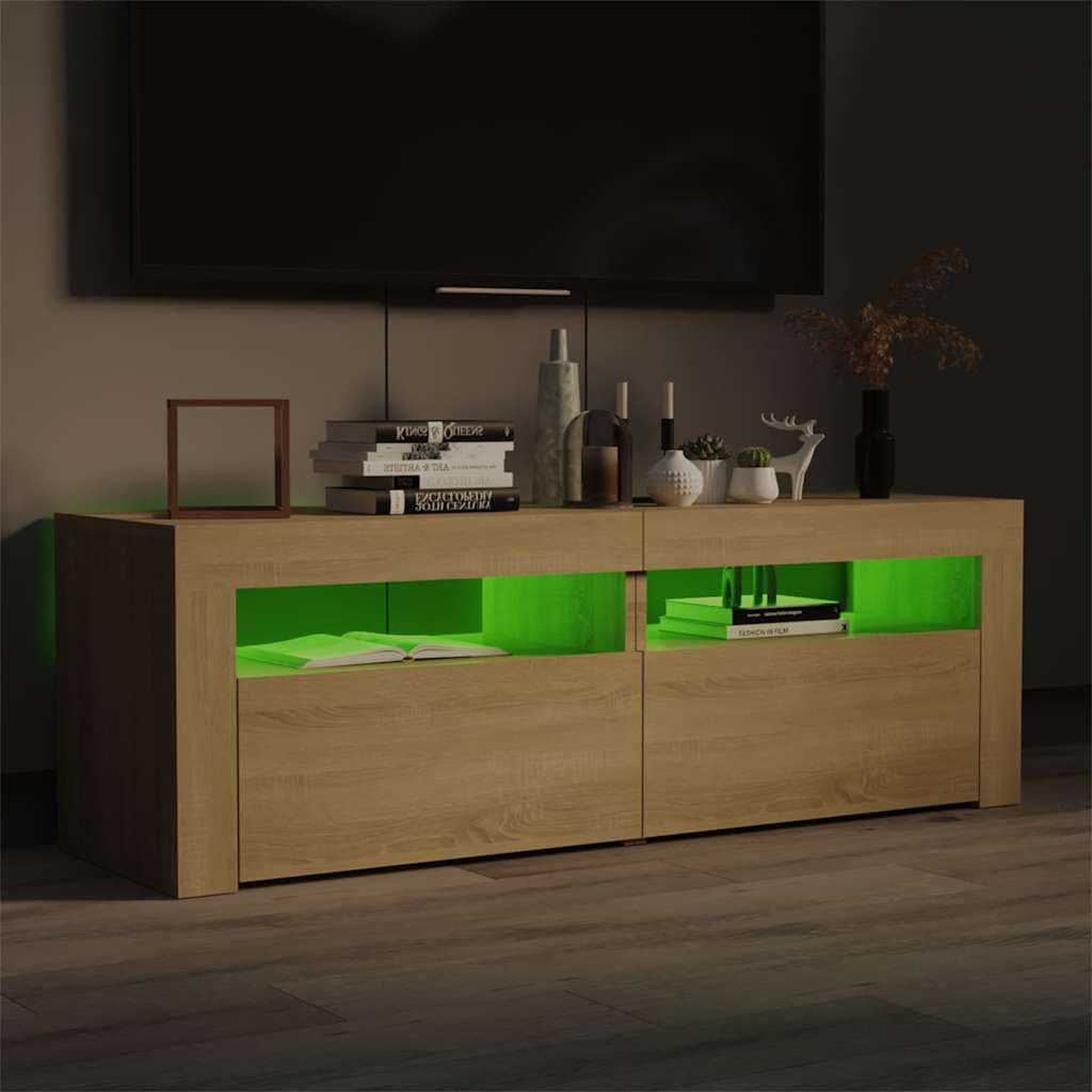 TV cabinet with LED, Sonoma oak, 120x35x40 cm