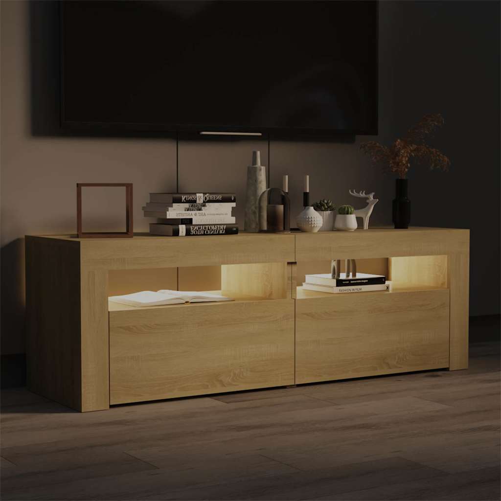 TV cabinet with LED, Sonoma oak, 120x35x40 cm