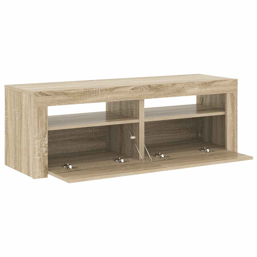 TV spintelė su LED, sonoma ąžuolo, 120x35x40 cm