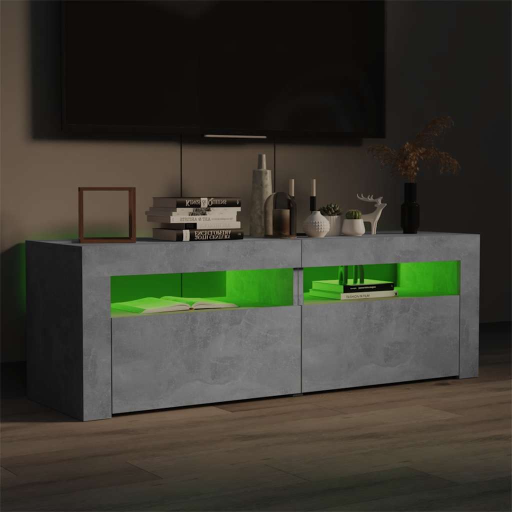 Televizora skapītis ar LED apgaismojumu, betona pelēks, 120x35x40 cm