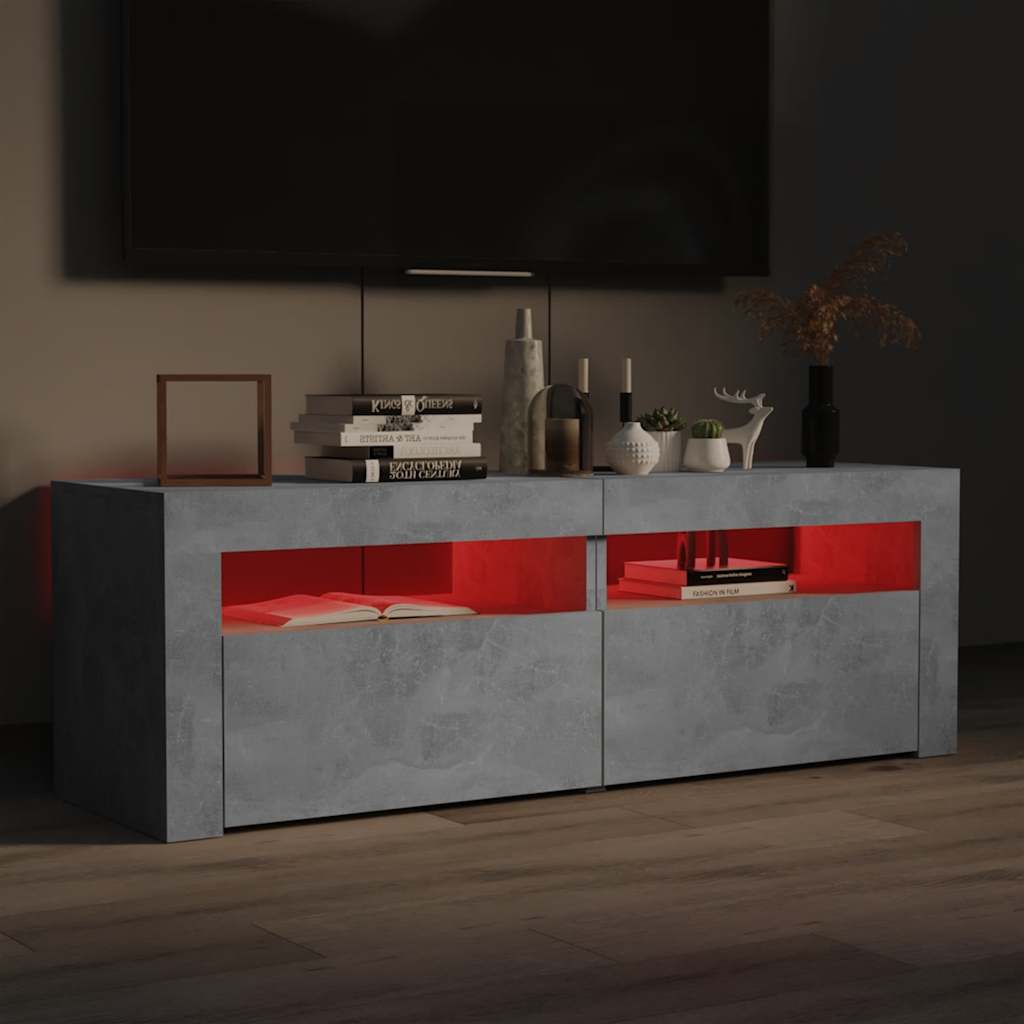 Televizora skapītis ar LED apgaismojumu, betona pelēks, 120x35x40 cm