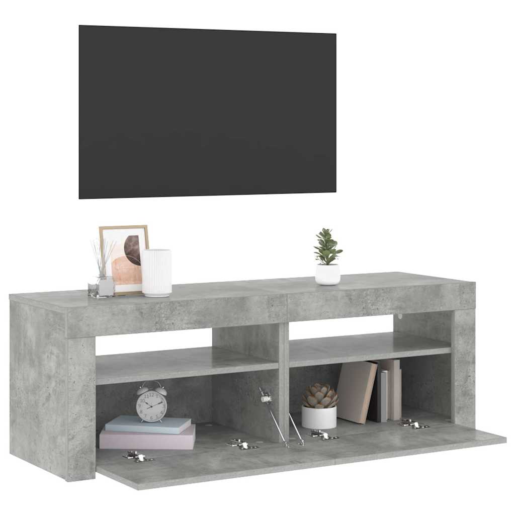 Televizora skapītis ar LED apgaismojumu, betona pelēks, 120x35x40 cm