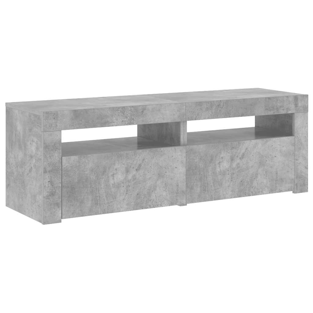 Televizora skapītis ar LED apgaismojumu, betona pelēks, 120x35x40 cm