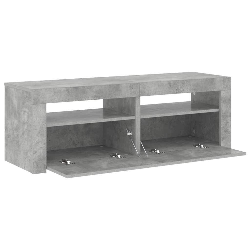 TV spintelė su LED apšvietimu, betono pilka, 120x35x40 cm