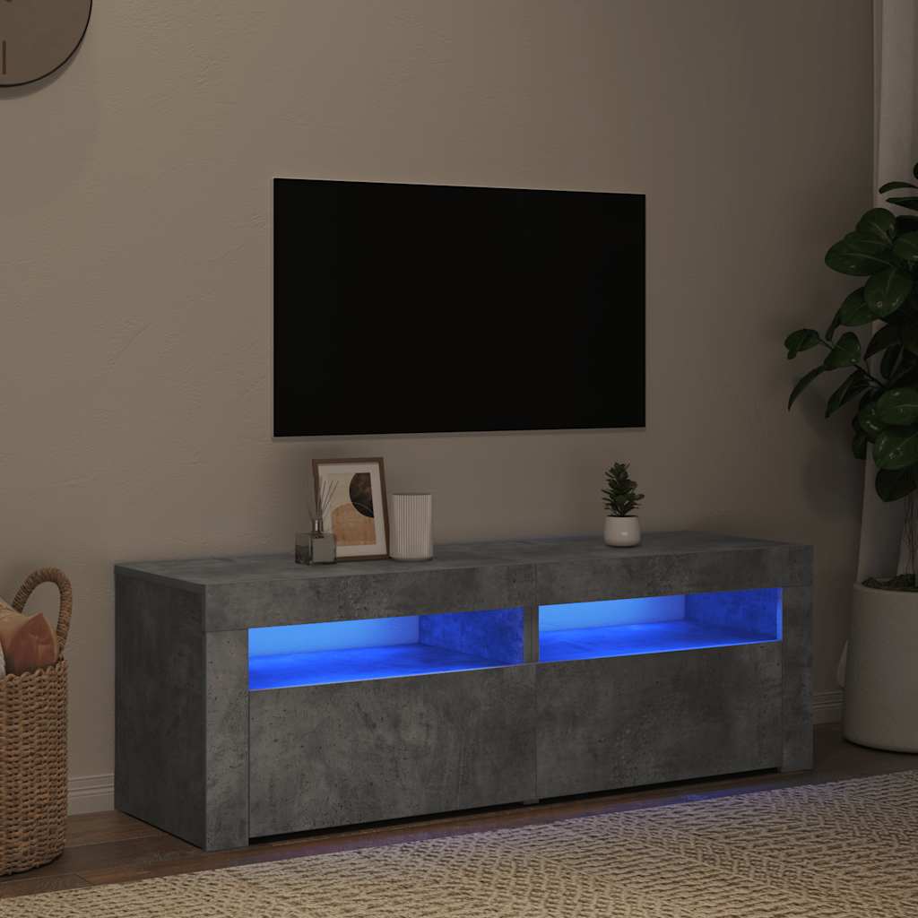 Televizora skapītis ar LED apgaismojumu, betona pelēks, 120x35x40 cm