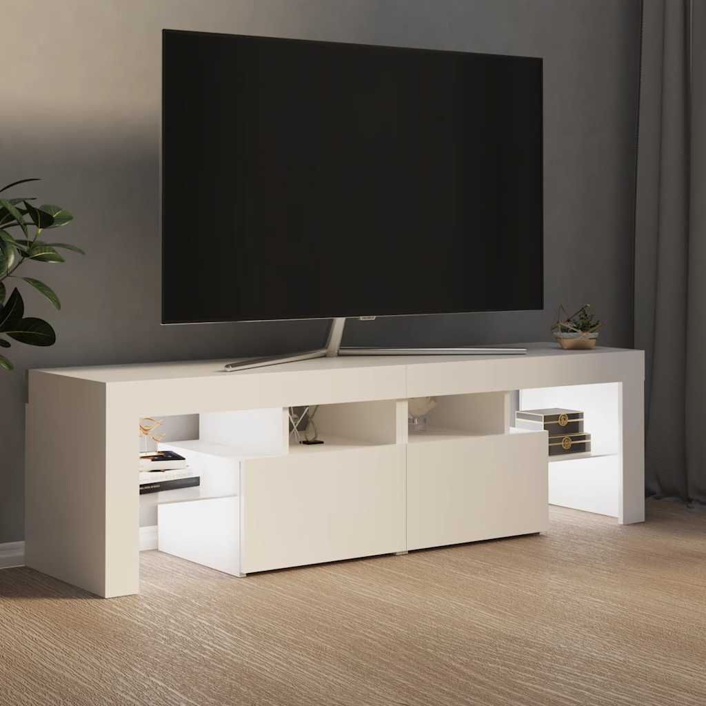 Televizora skapītis ar LED apgaismojumu, balts, 140x36,5x40cm