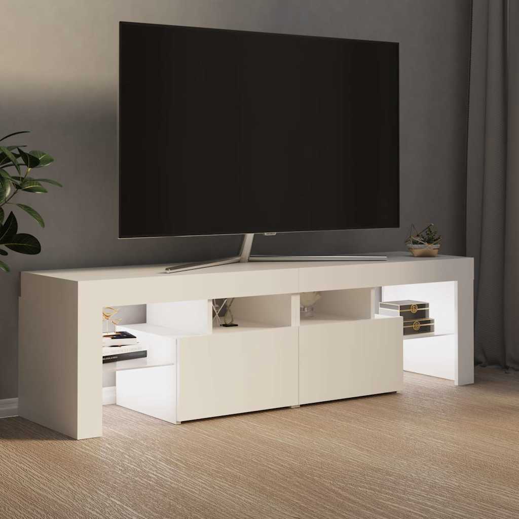 Televizora skapītis ar LED apgaismojumu, balts, 140x36,5x40cm