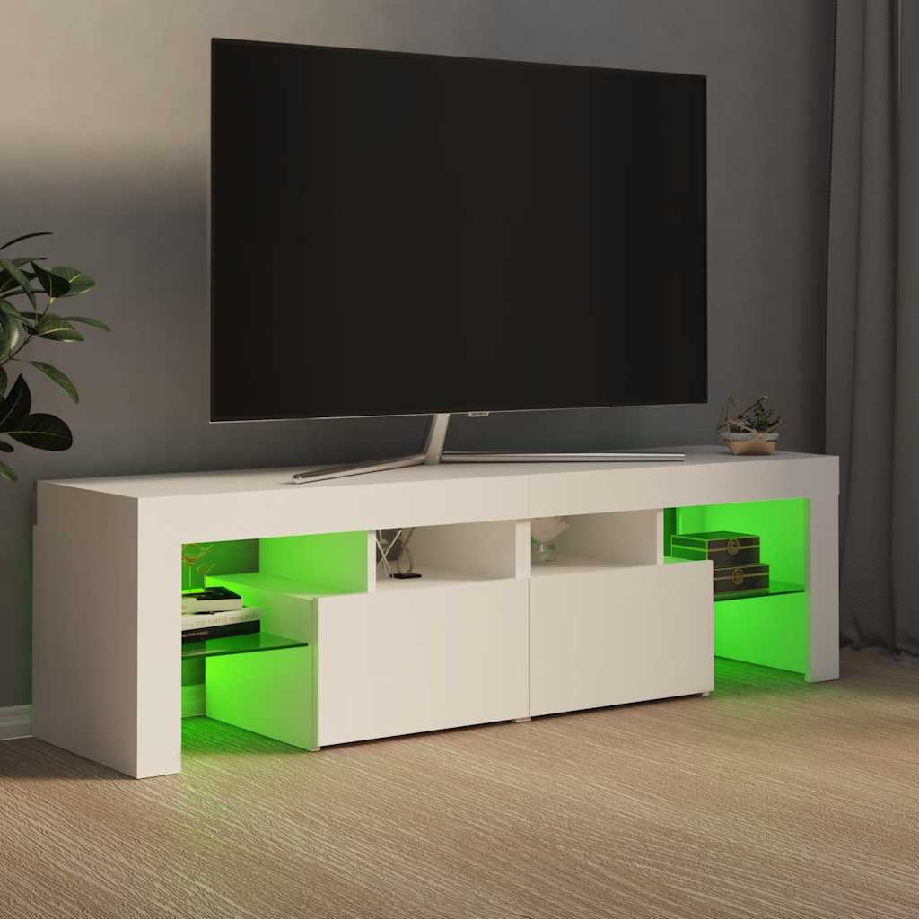 Televizora skapītis ar LED apgaismojumu, balts, 140x36,5x40cm