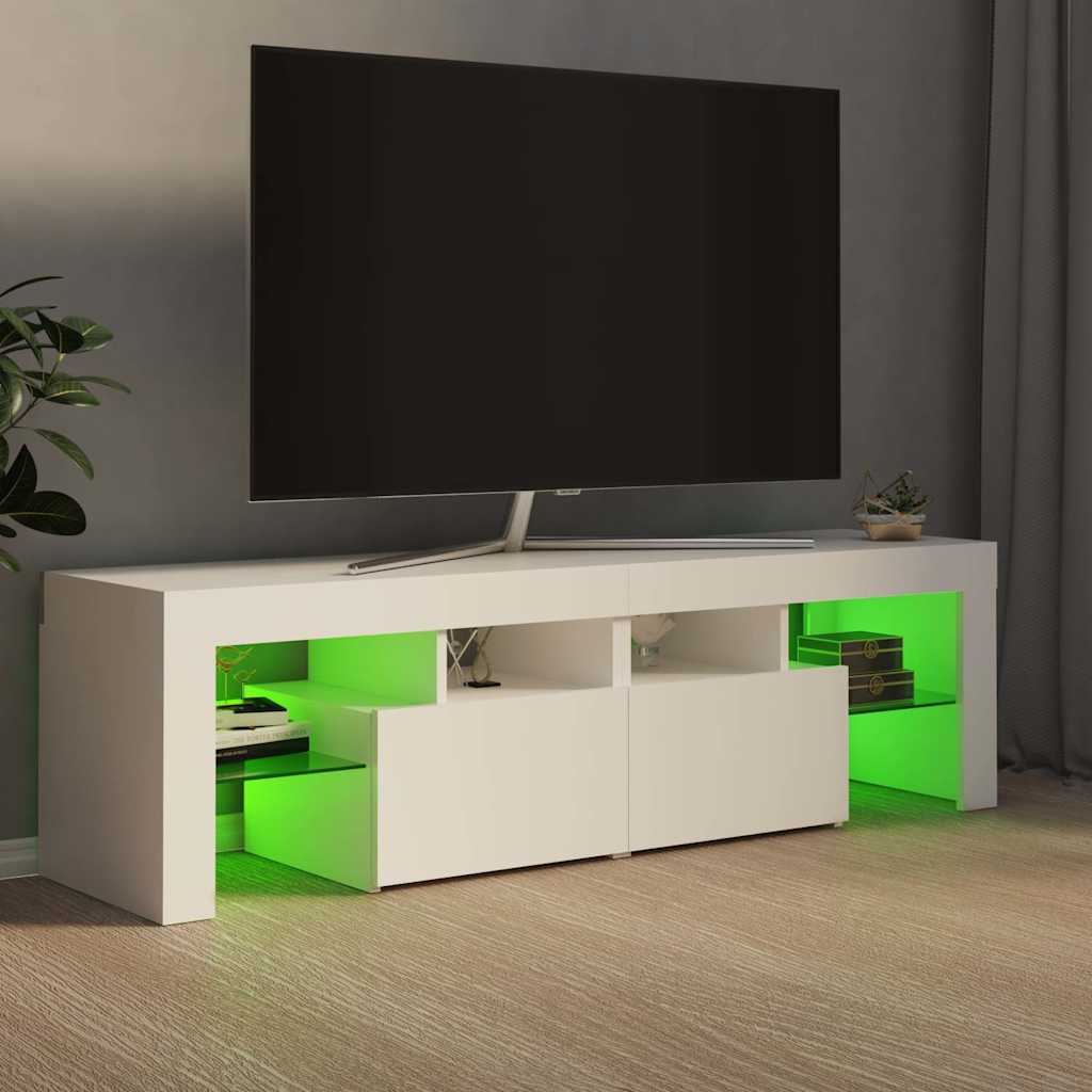 Televizora skapītis ar LED apgaismojumu, balts, 140x36,5x40cm