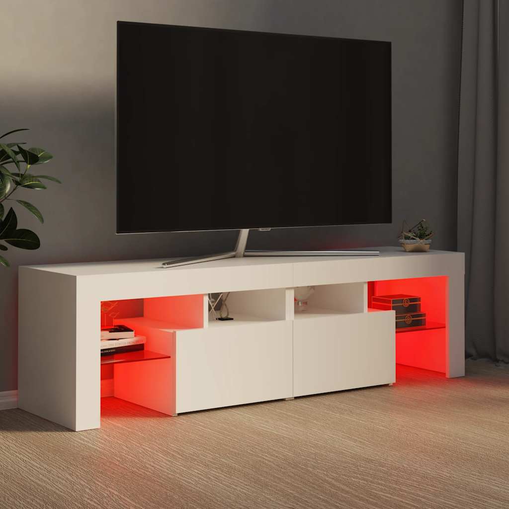 Televizora skapītis ar LED apgaismojumu, balts, 140x36,5x40cm