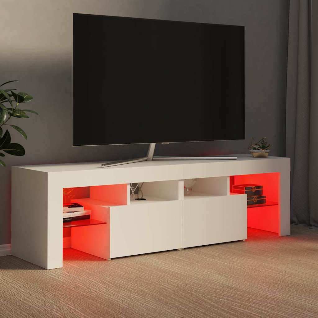 Televizora skapītis ar LED apgaismojumu, balts, 140x36,5x40cm