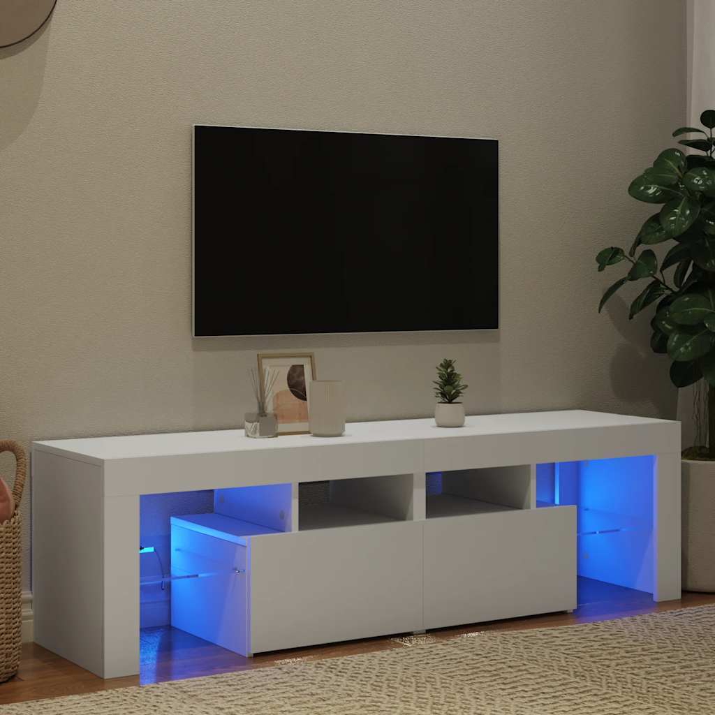 Televizora skapītis ar LED apgaismojumu, balts, 140x36,5x40cm