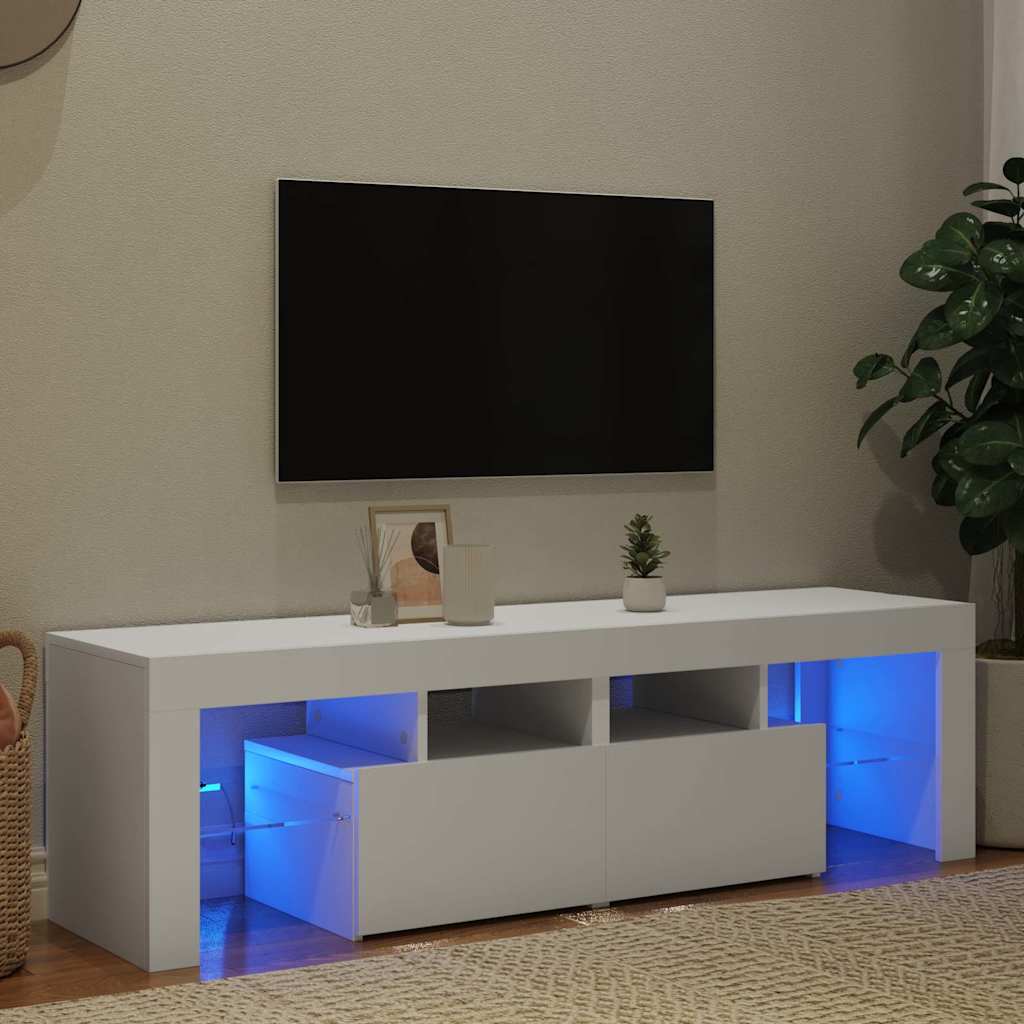 Televizora skapītis ar LED apgaismojumu, balts, 140x36,5x40cm