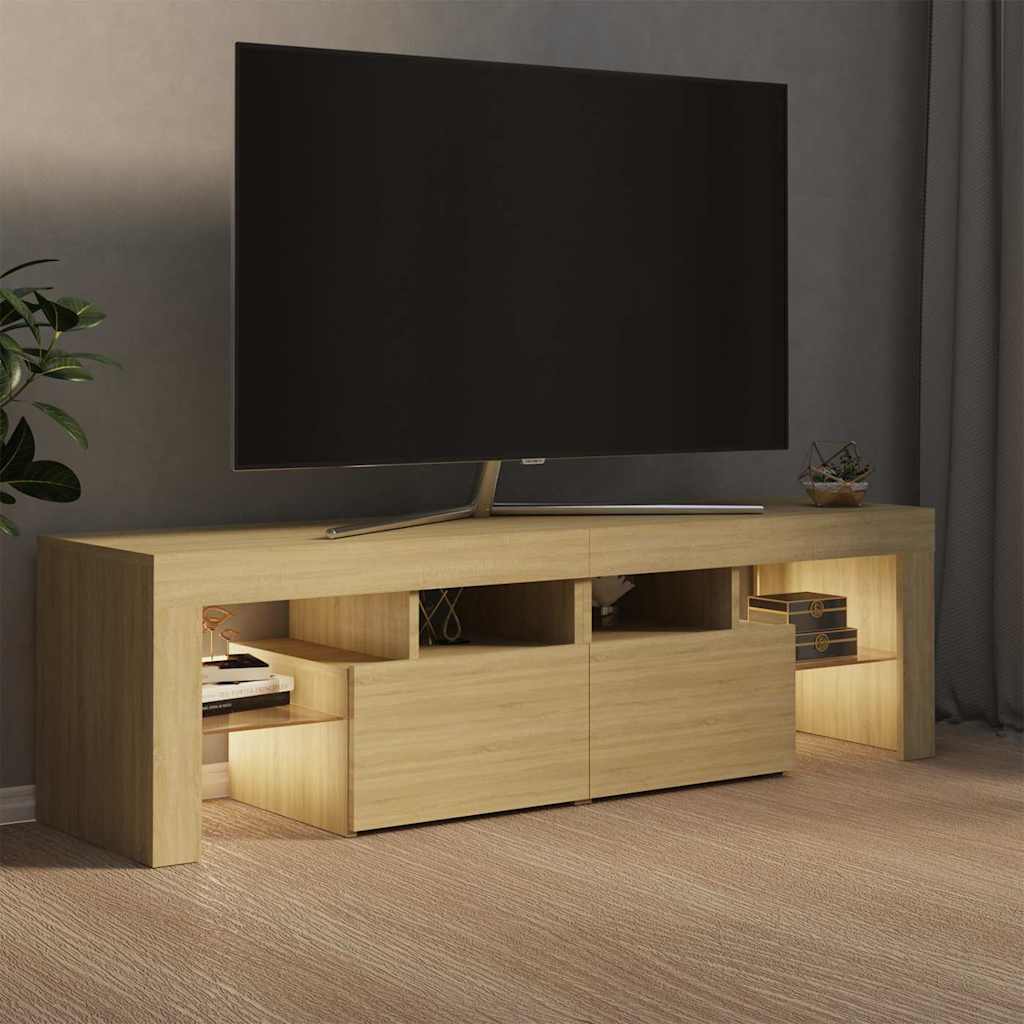Televizora skapītis ar LED, Sonoma ozolkoka, 140x36,5x40cm