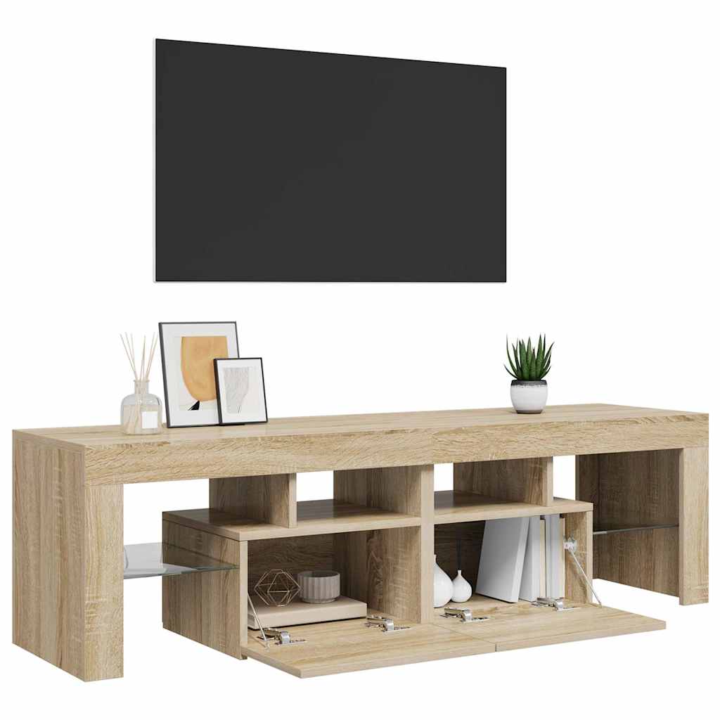 Televizora skapītis ar LED, Sonoma ozolkoka, 140x36,5x40cm