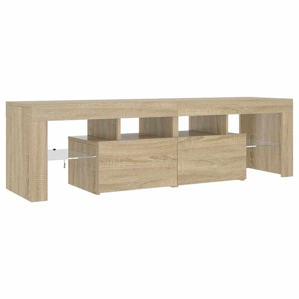 Televizora skapītis ar LED, Sonoma ozolkoka, 140x36,5x40cm