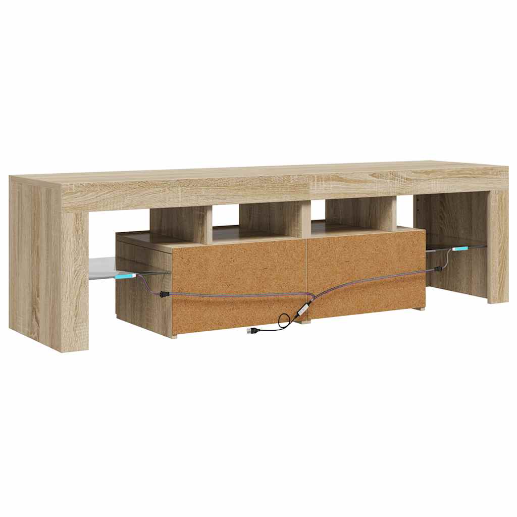 Televizora skapītis ar LED, Sonoma ozolkoka, 140x36,5x40cm