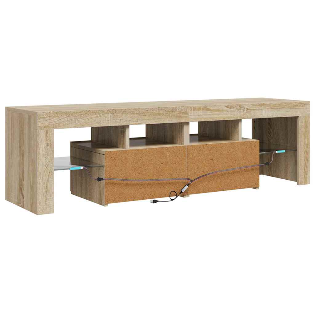 Televizora skapītis ar LED, Sonoma ozolkoka, 140x36,5x40cm