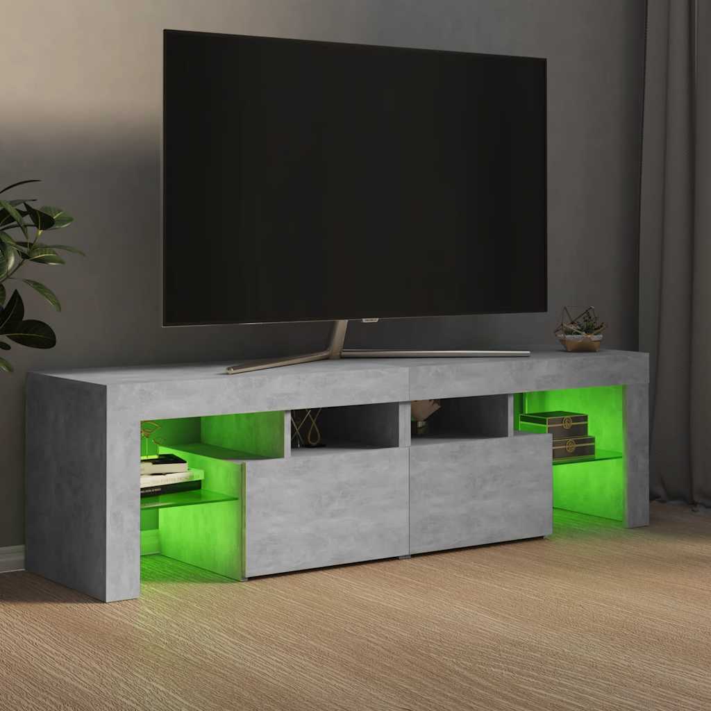 TV skapītis ar LED apgaismojumu, betona pelēks, 140x36,5x40 cm