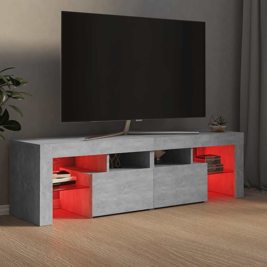 TV skapītis ar LED apgaismojumu, betona pelēks, 140x36,5x40 cm