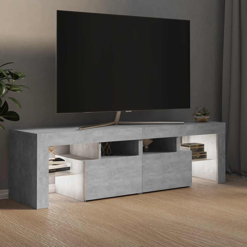 TV skapītis ar LED apgaismojumu, betona pelēks, 140x36,5x40 cm