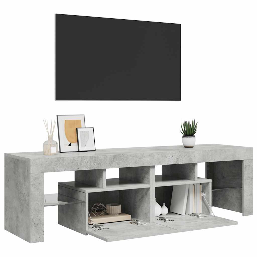 TV skapītis ar LED apgaismojumu, betona pelēks, 140x36,5x40 cm