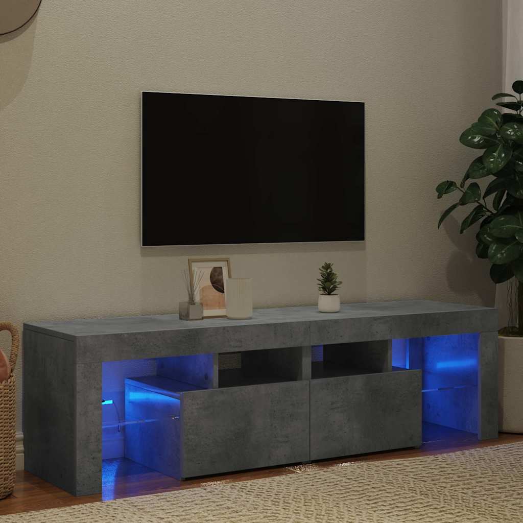 Televizoriaus spintelė su LED, betono pilka, 140x36,5x40cm