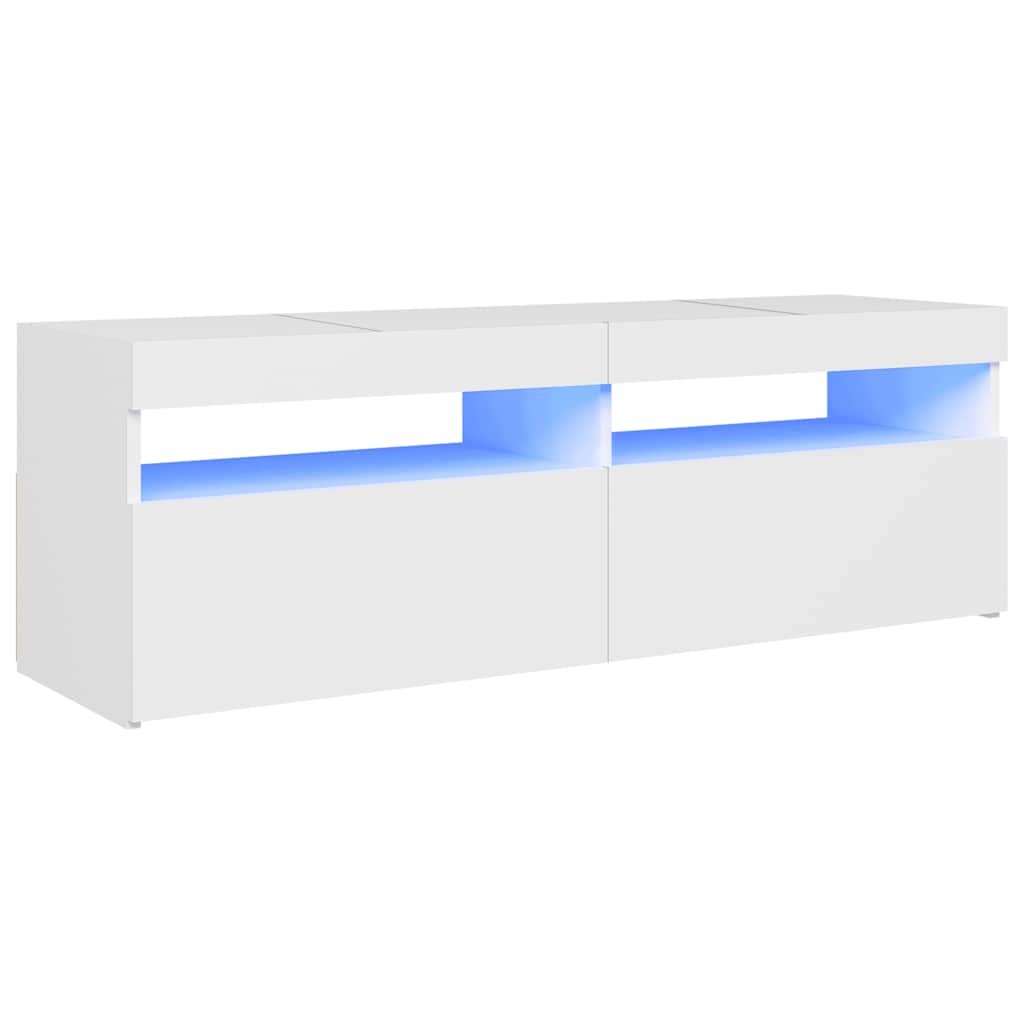 Televizoriaus spintelė su LED apšvietimu, balta, 120x35x40cm