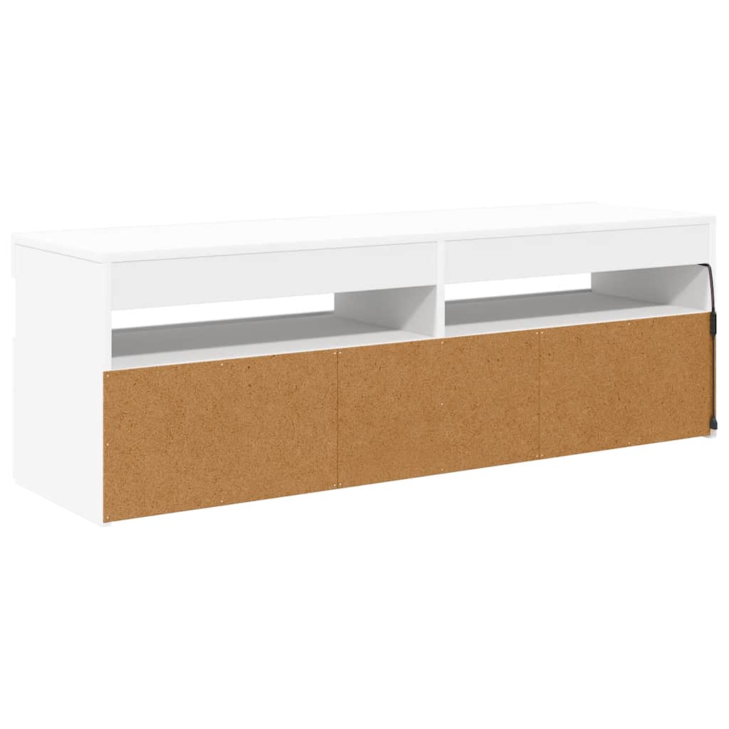 Televizoriaus spintelė su LED apšvietimu, balta, 120x35x40cm