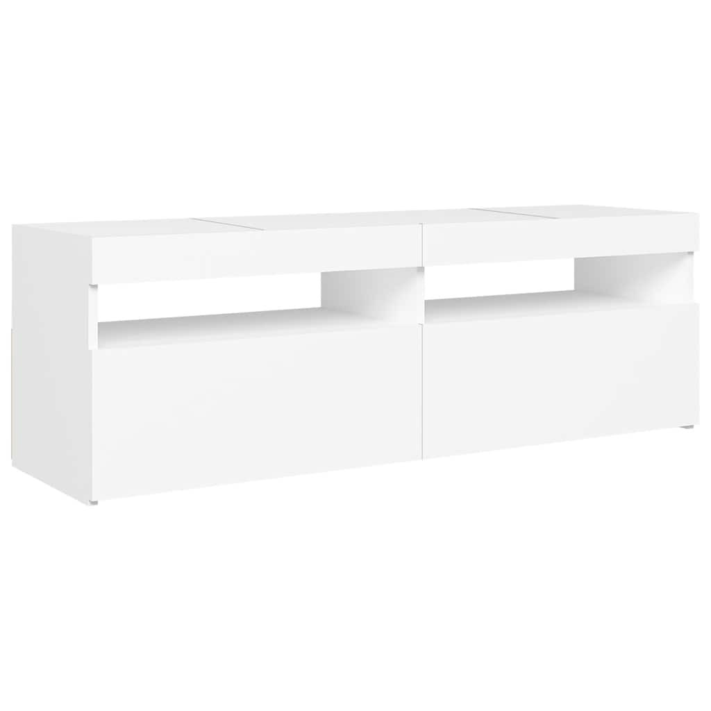 Televizoriaus spintelė su LED apšvietimu, balta, 120x35x40cm
