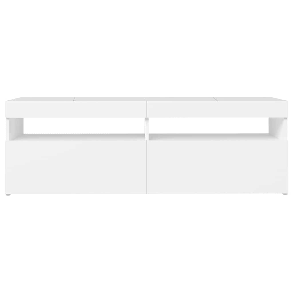 Televizoriaus spintelė su LED apšvietimu, balta, 120x35x40cm