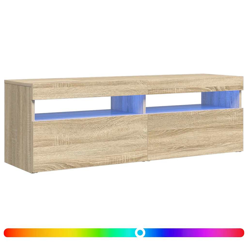 Televizoriaus spintelė su LED apšvietimu, ąžuolo, 120x35x40cm