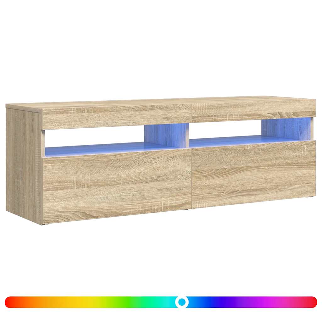 Televizoriaus spintelė su LED apšvietimu, ąžuolo, 120x35x40cm