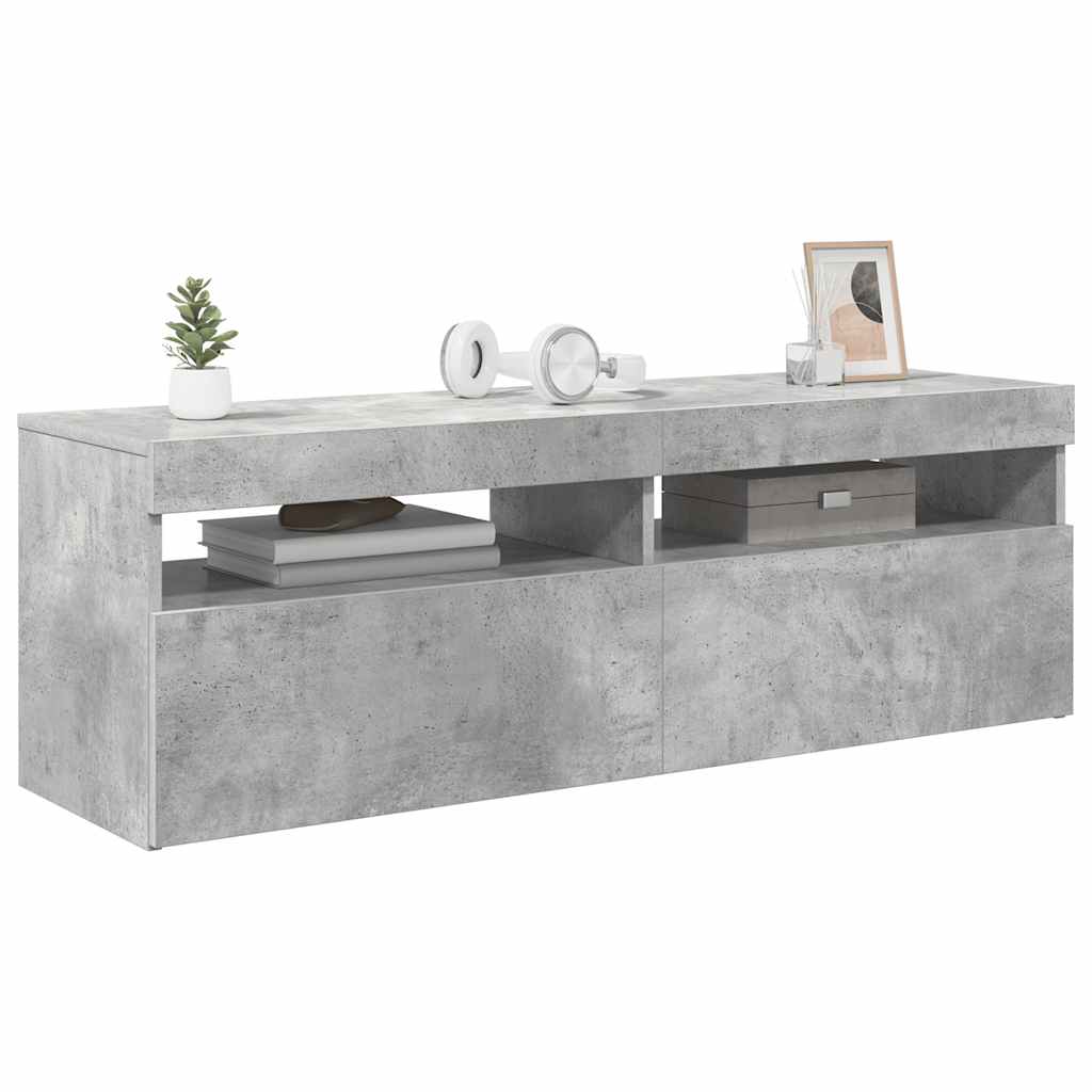 TV spintelė su LED apšvietimu, betono pilka, 120x35x40 cm
