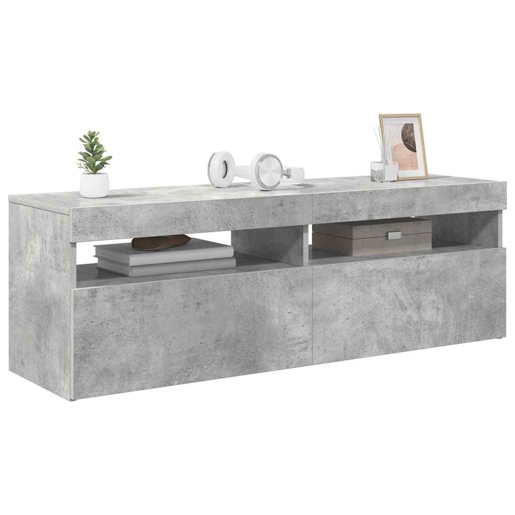 TV spintelė su LED apšvietimu, betono pilka, 120x35x40 cm