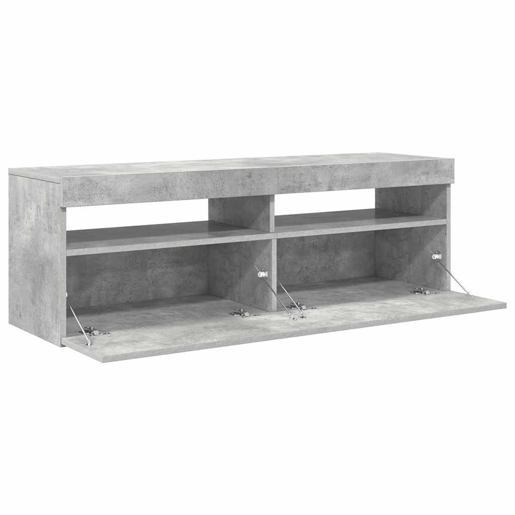 TV spintelė su LED apšvietimu, betono pilka, 120x35x40 cm