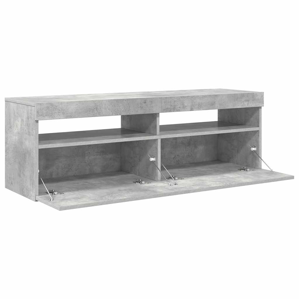 TV spintelė su LED apšvietimu, betono pilka, 120x35x40 cm