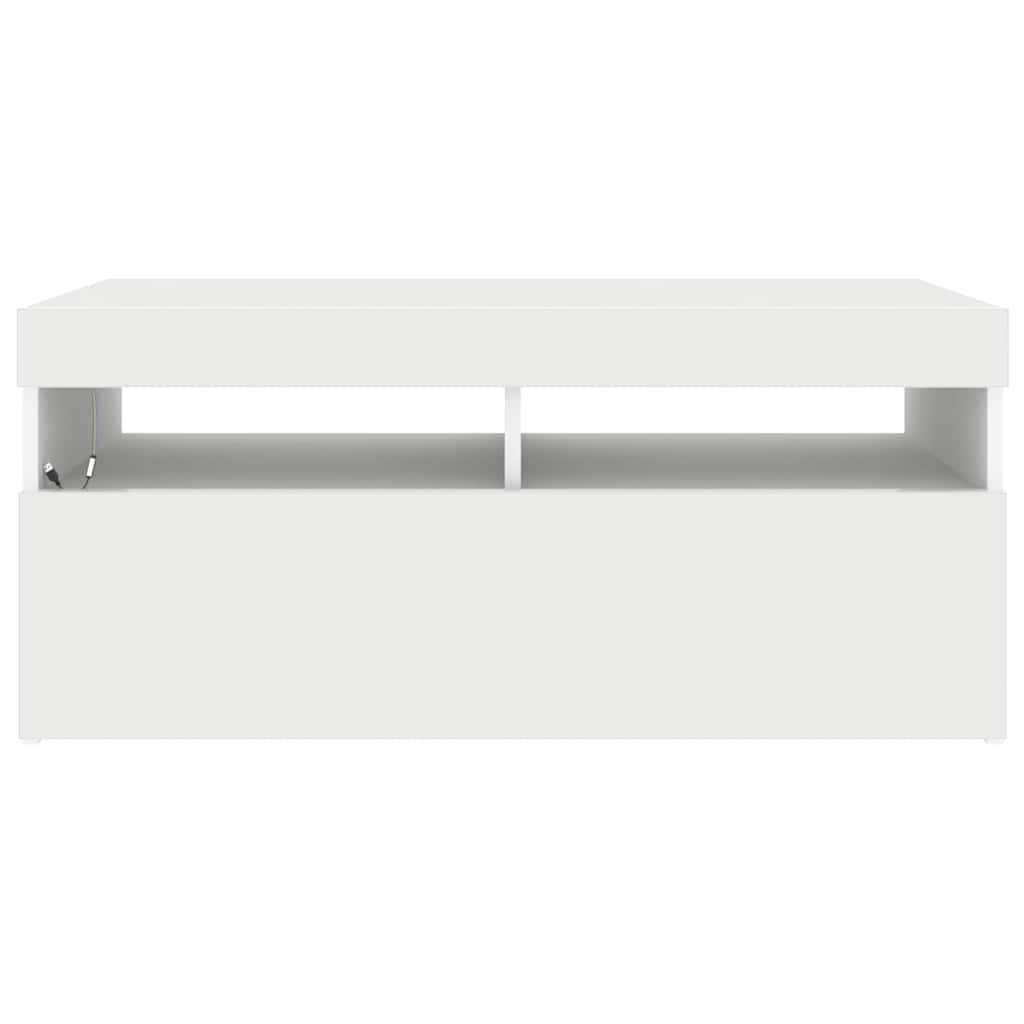 Televizoriaus spintelė su LED apšvietimu, balta, 90x35x40cm