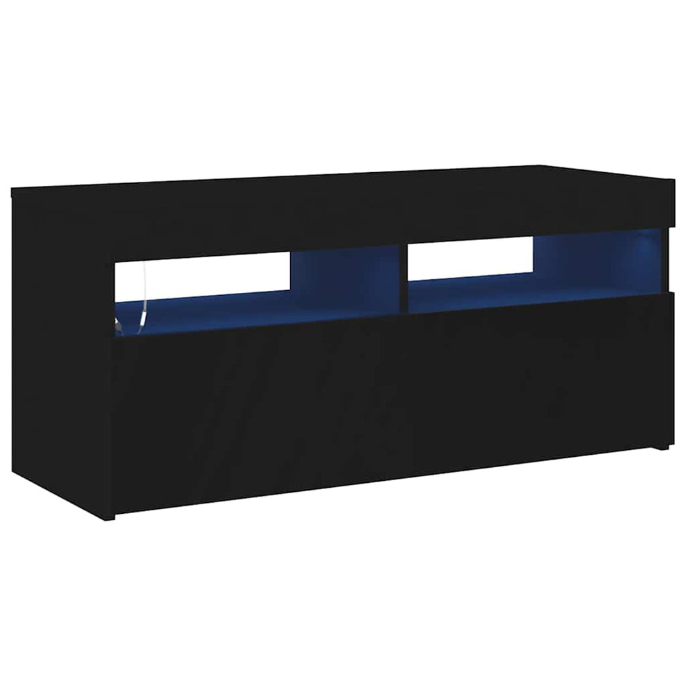 Televizoriaus spintelė su LED apšvietimu, juoda, 90x35x40cm