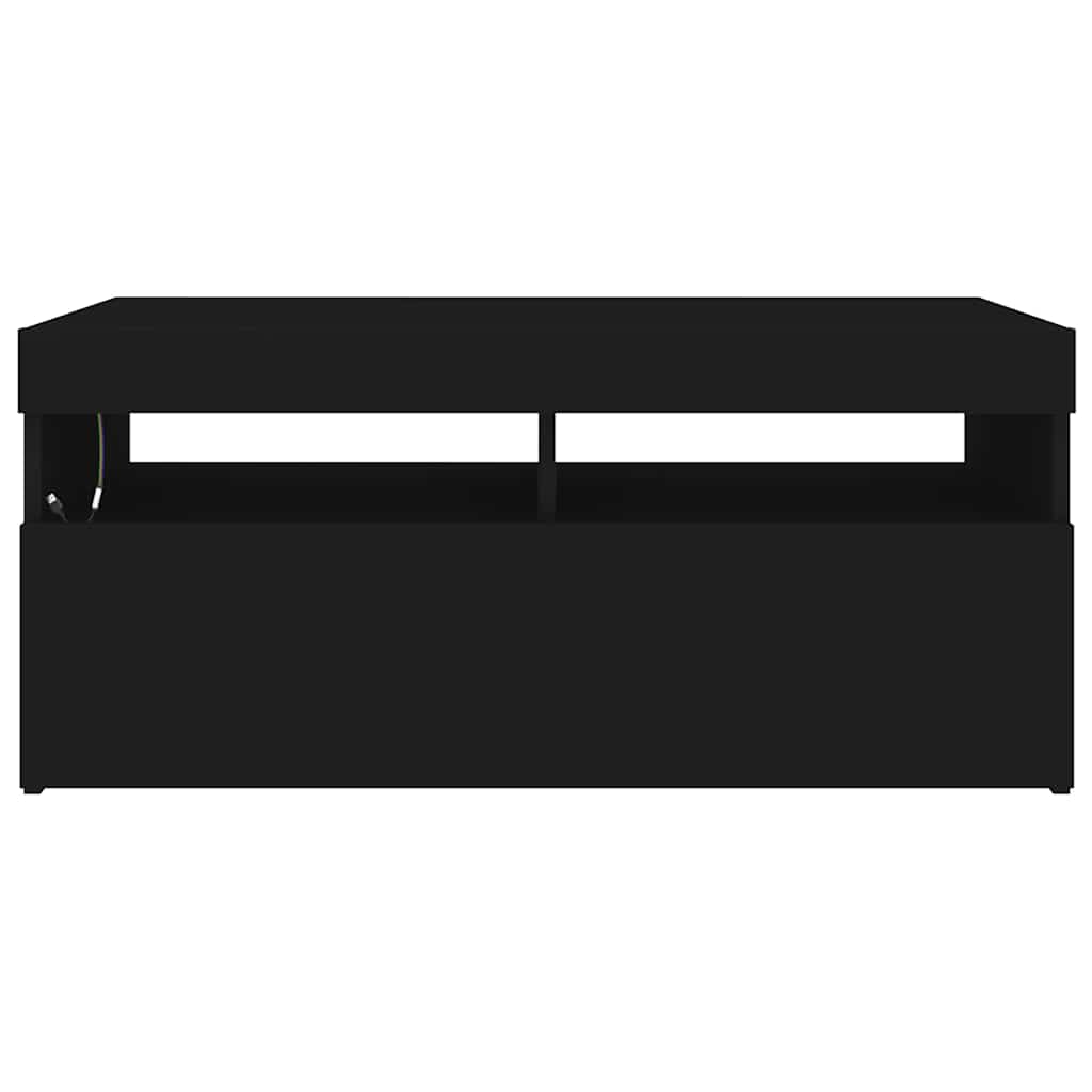 Televizoriaus spintelė su LED apšvietimu, juoda, 90x35x40cm