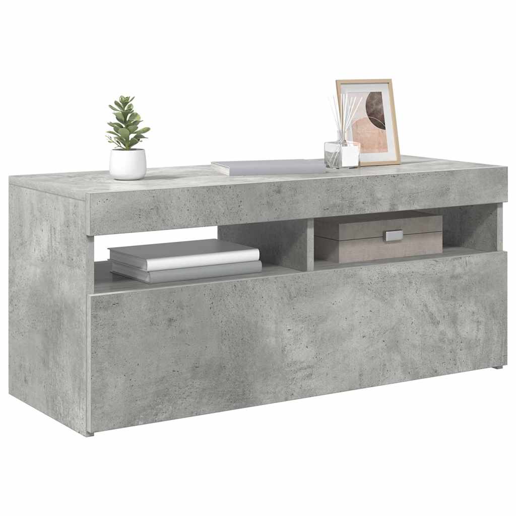 TV spintelė su LED apšvietimu, betono pilka, 90x35x40cm