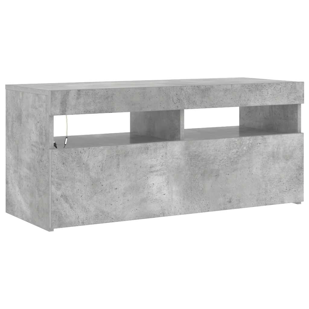 TV spintelė su LED apšvietimu, betono pilka, 90x35x40cm