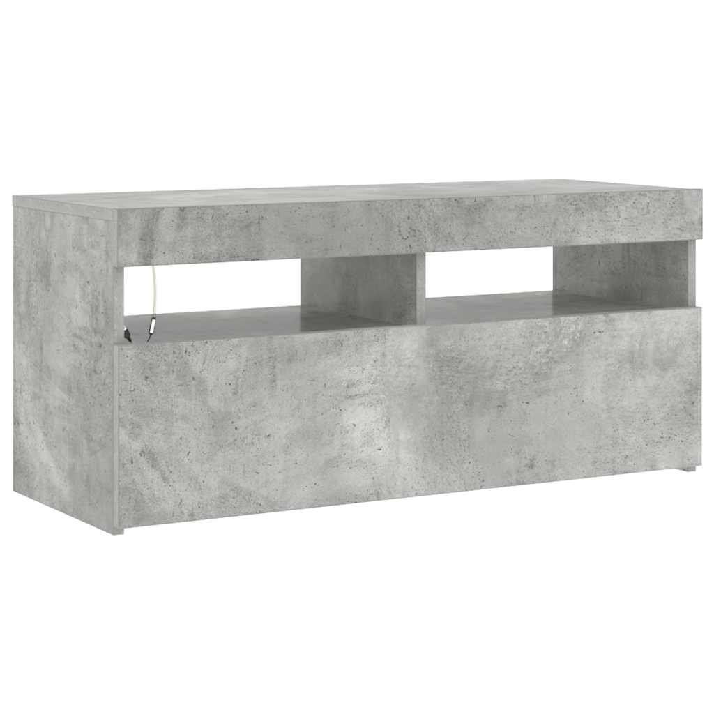 TV spintelė su LED apšvietimu, betono pilka, 90x35x40cm