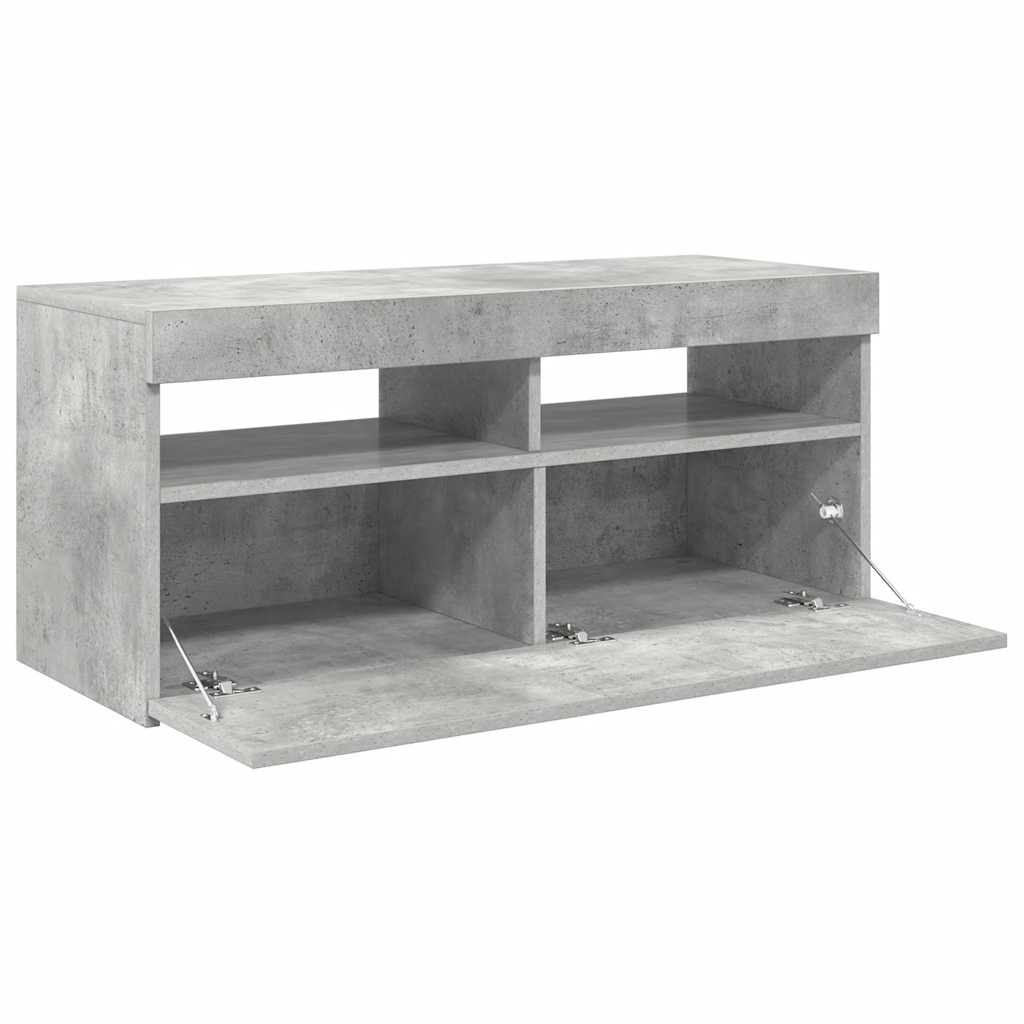 TV spintelė su LED apšvietimu, betono pilka, 90x35x40cm