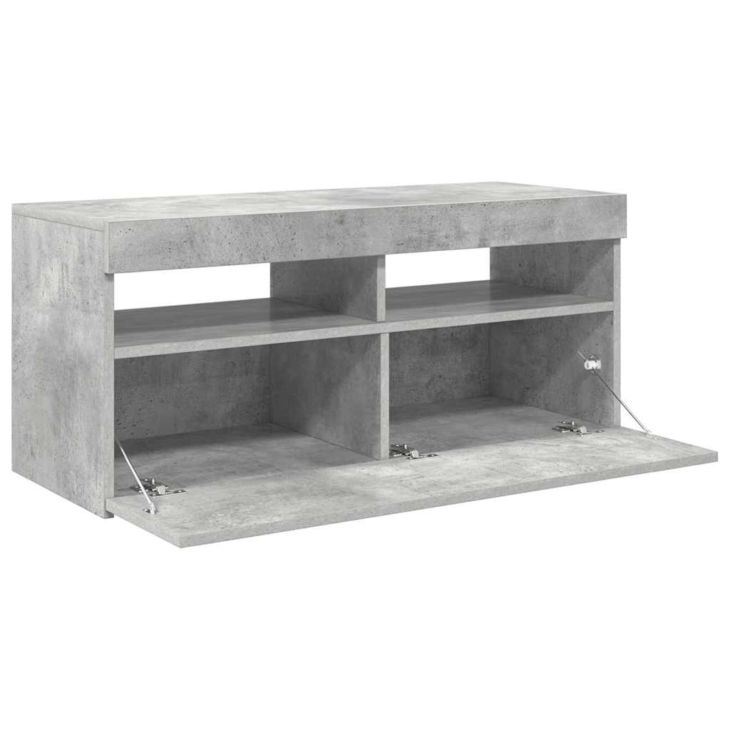 TV spintelė su LED apšvietimu, betono pilka, 90x35x40cm